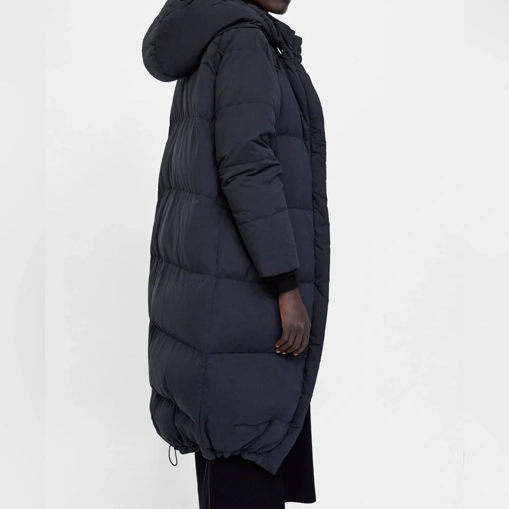 ZARA 100% DOWN FEATHER OVERSIZED HOODED PUFFER PARKA COAT
